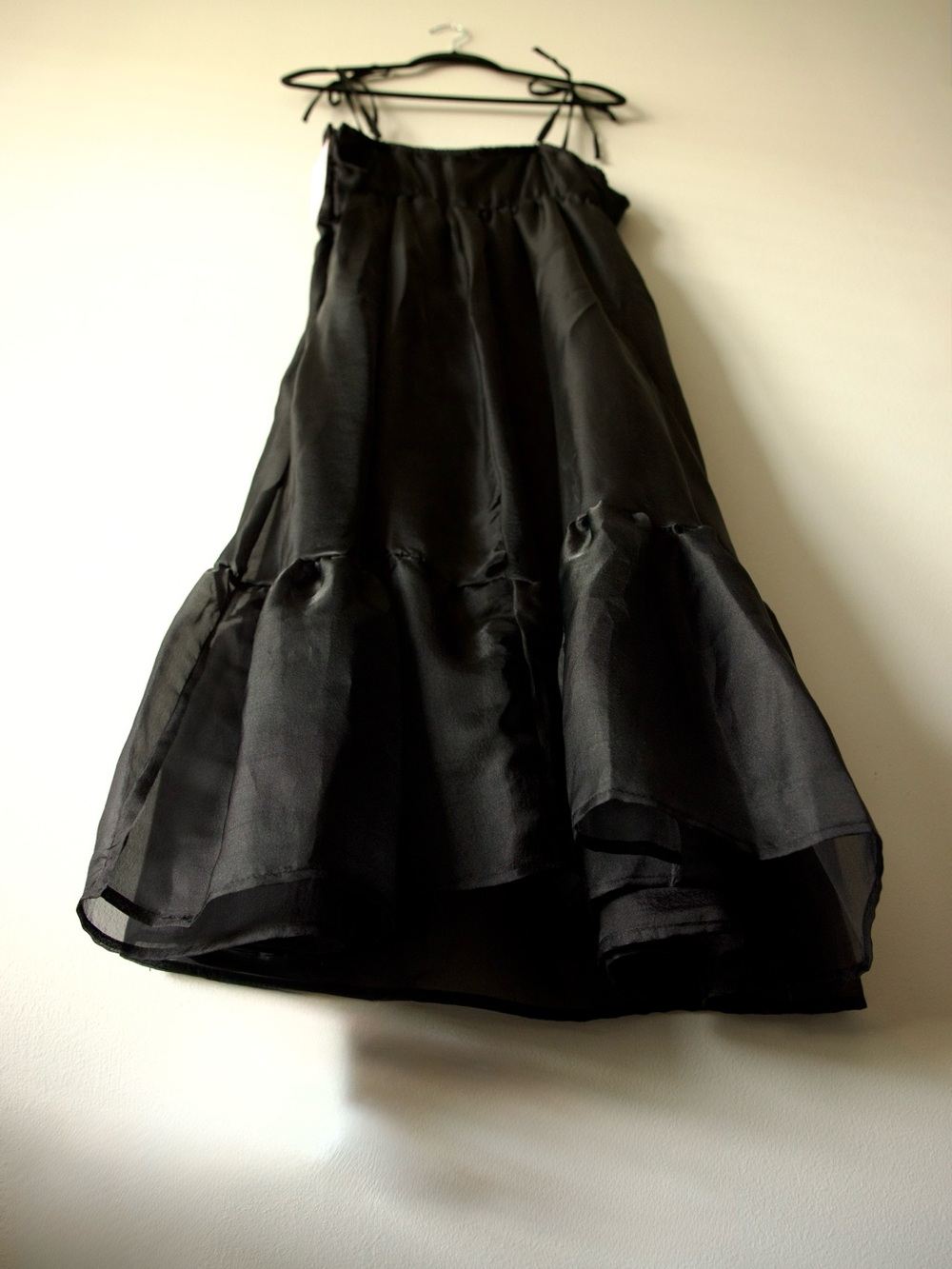 wild fable Black Sheer Tiered Midi Dress with Tie Straps and Ruffle Hem - Picture 5 of 13